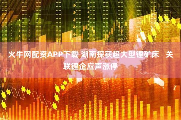 火牛网配资APP下载 湖南探获超大型锂矿床   关联锂企应声涨停